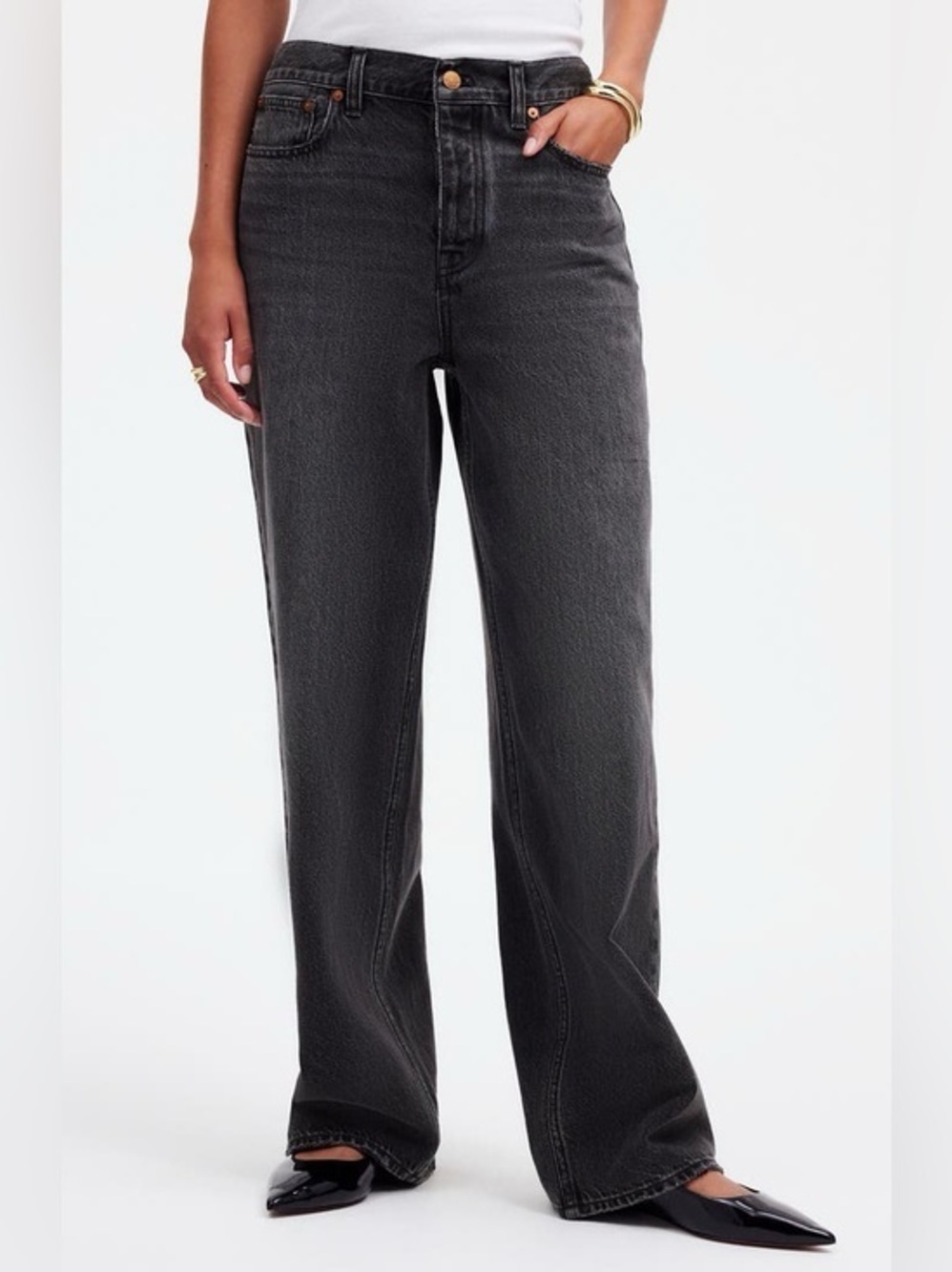 Madewell Low-Slung Baggy Cotton Denim Jeans Size 24 Kingswood Charcoal Wash